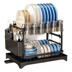GENERICO - Escurridor De Platos 2 Niveles Acero Inoxidable