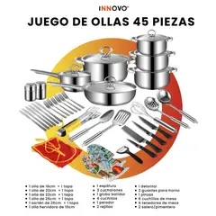 COOKWARE - Juego Ollas Y Sartenes 45 Piezas Acero Quirurgico Inoxidable Antiadherente Cocina