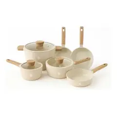 SCHAFFHAUSEN - Set Ollas Mármol Granito Antiadherente 9 piezas Biege