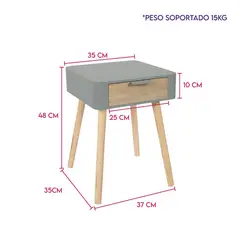 GENERICO - Mesa De Noche Nochero De Madera Con Cajón Reforiol