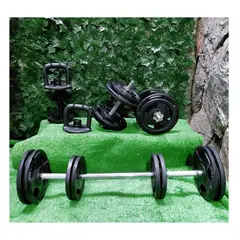 GENERICO - Kit Pesas Mancuernas 40 Kg mas rusa ajustable Gym Acero Hierro