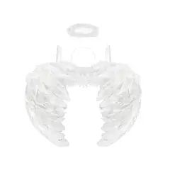 GENERICO - Alas Plumas Y Corona Para Disfraz Angel Halloween blanco
