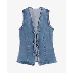 SEVEN SEVEN - Chaleco Denim Con Amarres Para Mujer Azul