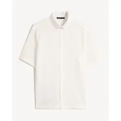 SEVEN SEVEN - Camisa Para Hombre Manga Corta Sin Bolsillo Cuello Casual M Color Crudo Marca #45012198