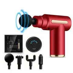 GENERICO - Masajeador Corporal Massage Gun BM1 4 Cabezales 6 Niv Rojo