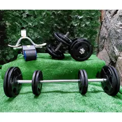 GENERICO - Kit Pesas Mancuernas 50 Kg mas ab roller Gym Acero Hierro