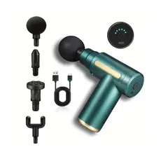 GENERICO - Masajeador Corporal Massage Gun BM1 4 Cabezales 6 Niv Verde