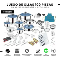 COOKWARE - Juego De Ollas 100 Piezas Acero Quirúrgico Inoxidable Utensilios Cocina