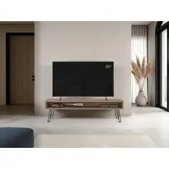 RTA DESIGN - Mesa Para Tv Ralf, Miel, con patas metálicas y espacio de tv hasta 70 pulgadas