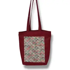XIAN SHOES - Bolso en lona rombos vinotinto