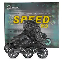 QMAX - Patines en linea Semiprofesionales Ajustables Speed Negro 39-42