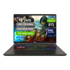 MSI - Portatil Vector 16 Hx AI Intel Core Ultra 9 275HX Ram 96GB SSD 1TB RTX 5080 16GB GDDR7