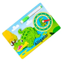 GENERICO - Rompecabeza Didactico Animal Selva + Reloj Tablero Marcador