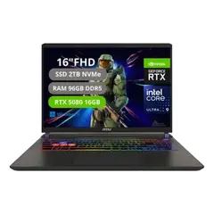 MSI - Portatil Vector 16 Hx AI Intel Core Ultra 9 275HX Ram 96GB SSD 2TB RTX 5080 16GB GDDR7
