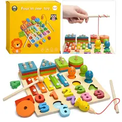 GENERICO - Juego De Mesa 4 En 1 Encastre Pesca Xilofono Apilado Niños