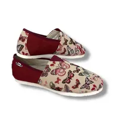 XIAN SHOES - Alpargata clasica mujer mariposas vinotinto 25