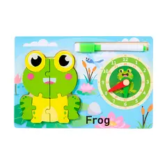 GENERICO - Rompecabeza Didactico Animal Selva + Reloj Tablero Marcador