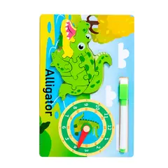 GENERICO - Rompecabeza Didactico Animal Selva + Reloj Tablero Marcador