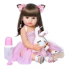 GENERAL - Muñeca Reborn Realista 55 Cm * Cuerpo Vinilo * Vestido y Balaca