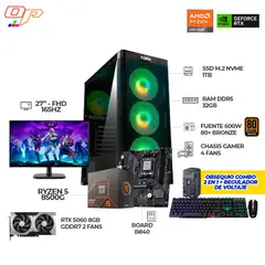 AMD - COMPUTADOR GAMER R5 8500G+ RTX 5060 8GB+MONITOR 27 FHD 165HZ+RAM 32GB- SSD 1TB