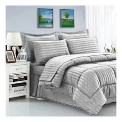 GENERICO - Plumon Edredon Cubrelecho Cama Doble + 2 Fundas Gris Plateado