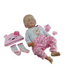 JUGUETERIA EXPRESS - Bebe Reborn Realista Ojos Cerrados Silicona Accesorios 42cm