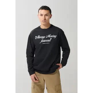 KOAJ - Buzo negro cuello redondo con texto estampado en frente Hombre