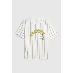 KOAJ - Camiseta crema a rayas de Snoopy oversize con manga cor Niño