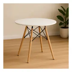ZER - Mesa de Comedor Eames Redonda Madera Con Patas De Madera Haya