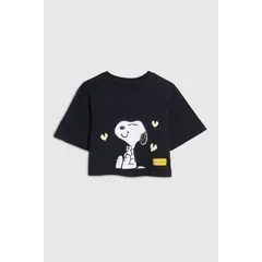 KOAJ - Camiseta oversize azul intensa crop top con arte de Sno Niña