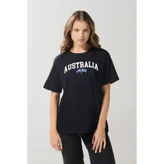 KOAJ - Camiseta unicolor college con cuello redondo en algodón Mujer