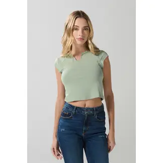 KOAJ - Camiseta unicolor ajustada cuello redondo con abertura Mujer