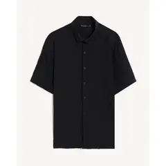 SEVEN SEVEN - Camisa Para Hombre Manga Corta Sin Bolsillo Cuello Casual M Color Negro Marca #45012199
