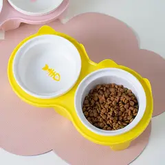 GENERICO - Plato Comedero Bebedero En Ceramica Elevado Inclinado Gato