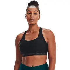 UNDER ARMOUR - Top Crossback Mid Mujer-Negro