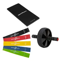 SPORTFITNESS - Kit 3 En 1 Colchoneta Cassata + Rueda Abdominal + Set Bandas
