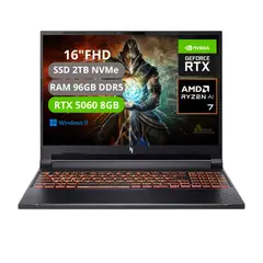 ACER - PORTATIL NITRO V16 AI RYZEN AI 7 350 RAM 96GB SSD 2TB RTX 5060 8GB