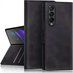 GENERICO - Forro Estuche Tipo Billetera De Cuero Para Samsung Z Fold 4 Negro