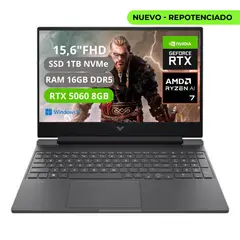 HP - PORTATIL VICTUS 15-FB3001NR RYZEN AI 7 350 RAM 16GB SSD 1TB RTX 5060 8GB FHD