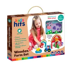 TOY LOGIC - Set 11 Cubos Bloques en Madera Granja Kids Hits
