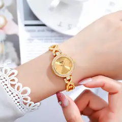 SKMEI - Reloj 1738 Mujer Dorado Con Piedritas En Acero Original