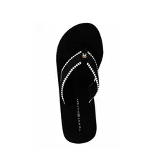 TOMMY HILFIGER - Sandalias negro de cuña con monograma TH
