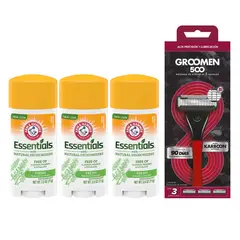GROOMEN - Pack x3 Desodorante Arm&Hammer + Máquina 500 X3 Rto