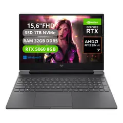 HP - PORTATIL VICTUS 15-FB3001NR RYZEN AI 7 350 RAM 32GB SSD 1TB RTX 5060 8GB FHD