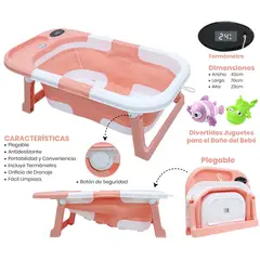 BEBESITOS - BAÑERA PLEGABLE CON TERMOMETRO Y JUGUETES MARCA
