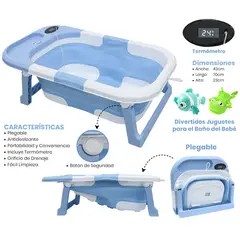 BEBESITOS - BAÑERA PLEGABLE CON TERMOMETRO Y JUGUETES MARCA