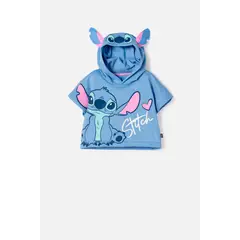 DISNEY - Camiseta de Stitch con capucha azul para niña