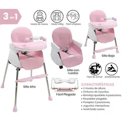 BEBESITOS - SILLA COMEDOR PARA BEBÉ CON 3 NIVELES MARCA