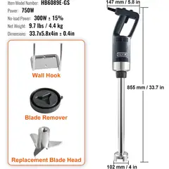 GENERICO - Batidora Inmersión Comercial Mezclador De Mano 750 W 20 pulgadas