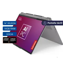 LENOVO - Portátil 2 en 1 14AHP9 Ryzen7-8845HS 16GB 512GB SSD Gris 14″ Touch + Lápiz + Huella